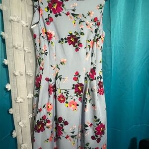 Vince Camuto Asymmetrical Dress - Floral on Light Blue